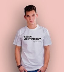 Świat jest piękny t-shirt męski biały m