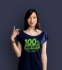 100% natury t-shirt damski granatowy m