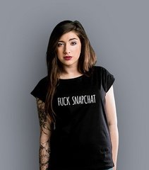 Fuck snapchat t-shirt damski czarny m