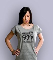 I still believe 90’s were 10 years ago t-shirt damski jasny melanż s