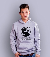 Father of dragons męska bluza z kapturem jasny melanż xxl