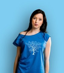 Drzewo t-shirt damski niebieski xs