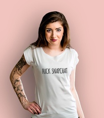 Fuck snapchat t-shirt damski biały s