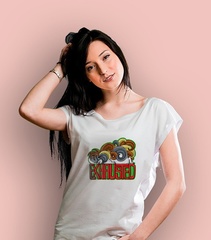 Exhausted t-shirt damski biały l