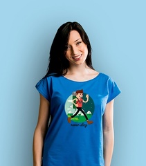 Never stop jak to daleko t-shirt damski niebieski xs