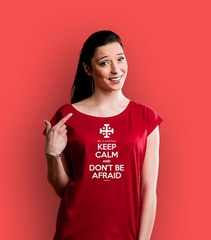 Kc & dont be afraid t-shirt damski czerwony xs