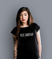 Fuck snapchat t-shirt damski czarny xl