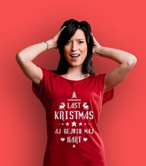 Last kristmas t-shirt damski czerwony s