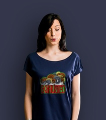 Exhausted t-shirt damski granatowy xl