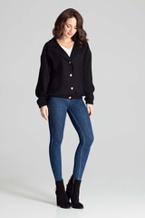 Czarna stylowa kurtka bomberka z kołnierzem z klapami