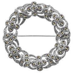 Staviori broszka. markazyty. srebro rodowane 0,925. średnica 38 mm.   