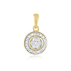 Staviori wisiorek. 26 diamentów, szlif brylantowy, masa 0,18 ct., barwa h, czystość si2. żółte złoto 0,585. średnica około 10 mm.   