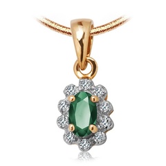 Staviori wisiorek. 10 diamentów, szlif achtkant, masa 0,04 ct., barwa i-l, czystość i2-i3. 1 szmaragd, masa 0,14 ct.. żółte, białe złoto 0,585. wymiary 6,5x8 mm.   