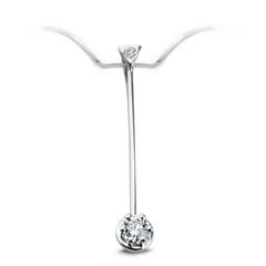 Staviori wisiorek. 2 diamenty, szlif brylantowy, masa 0,13 ct., barwa g, czystość si1. białe złoto 0,750. wymiary 4x26 mm. grubość 4 mm.  dostępny z dowolnym innym brylantem na indywidualne zamówienie.   