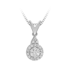 Staviori wisiorek. 24 diamenty, szlif brylantowy, masa 0,26 ct., barwa h, czystość si2. białe złoto 0,585. średnica 12 mm.   