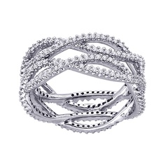 Staviori pierścionek. 220 diamentów, szlif brylantowy, masa 1,10 ct., barwa h, czystość si2. białe złoto 0,585. szerokość 12 mm.