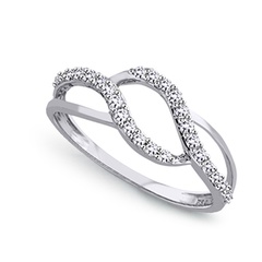 Staviori pierścionek. 26 diamentów, szlif brylantowy, masa 0,26 ct., barwa h, czystość si2. białe złoto 0,585. szerokość 5 mm.   