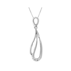 Staviori wisiorek. 3 diamenty, szlif brylantowy, masa 0,01 ct., barwa h, czystość si2. białe złoto 0,585. długość 16 mm.   
