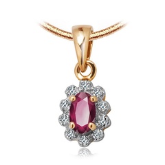 Staviori wisiorek. 10 diamentów, szlif achtkant, masa 0,04 ct., barwa i-l, czystość i2-i3. 1 rubin, masa 0,20 ct.. żółte, białe złoto 0,585. wymiary 6,5x8 mm.   