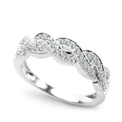 Staviori pierścionek. 34 diamenty, szlif brylantowy, masa 0,21 ct., barwa h, czystość i1. białe złoto 0,585. szerokość 5 mm.   