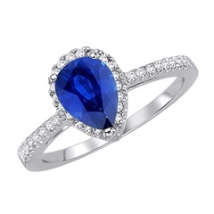 Staviori pierścionek. 35 diamentów, szlif brylantowy, masa 0,19 ct., barwa h, czystość si2. 1 szafir, masa 1,50 ct.. białe złoto 0,585. średnica korony ok. 10x8 mm.