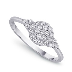 Staviori pierścionek. 25 diamentów, szlif brylantowy, masa 0,25 ct., barwa h, czystość si2. białe złoto 0,585. średnica korony ok. 10 mm.   