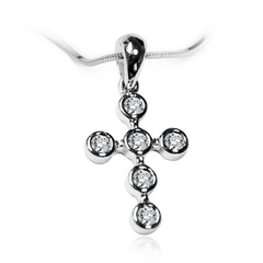 Staviori wisiorek. krzyżyk. 6 diamentów, szlif brylantowy, masa 0,16 ct., barwa g-h, czystość si1. białe złoto 0,750. wymiary 10,5x22 mm.  dostępne inne kolory złota.   