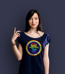 Patrz na tęczę t-shirt damski granatowy l