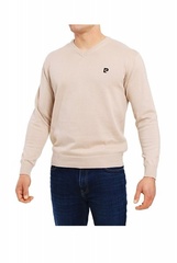 Sweter v-logo beżowy pierre cardin