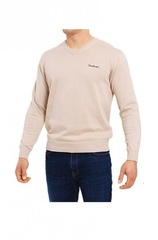 Sweter v-napis beżowy pierre cardin