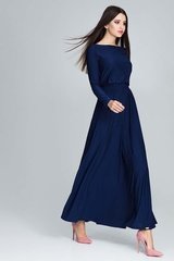 Granatowa  sukienka maxi z długim rękawem