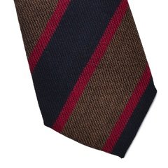 Wełniany krawat van thorn w granatowe i brązowe pasy