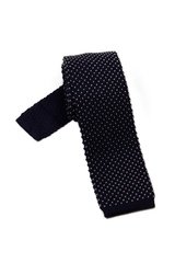 Granatowy krawat knit hemley w białe kropeczki