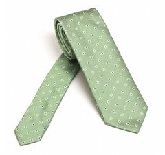 Elegancki zielony krawat jedwabny van thorn w mały biały wzór paisley
