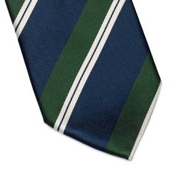 Elegancki granatowy krawat bigi w zielone i białe pasy