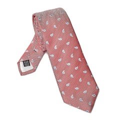 Elegancki długi czerwony krawat van thorn w błękitne paisley
