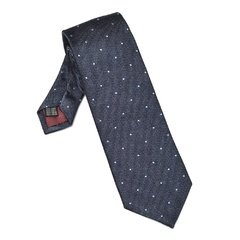 Elegancki granatowy krawat van thorn w błękitne kropki