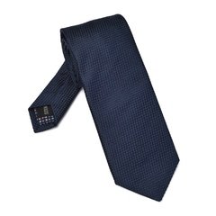 Granatowy jedwabny krawat ze strukturą długi
