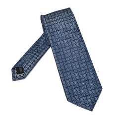 Niebieski jedwabny krawat we wzór