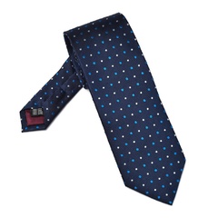 Elegancki granatowy krawat van thorn w kropki