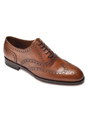 Eleganckie jasnobrązowe skórzane buty męskie typu brogue 7