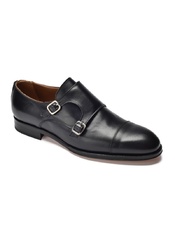 Eleganckie czarne skórzane buty męskie podwójne monki 7