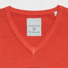  sweter / pulower v-neck z wełny z merynosów czerwony s