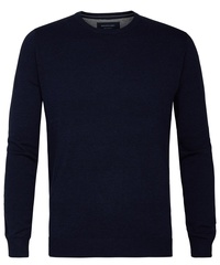Granatowy sweter / pulower o-neck z bawełny pima  s