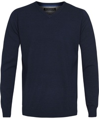 Granatowy bawełniany sweter / pulower v-neck s