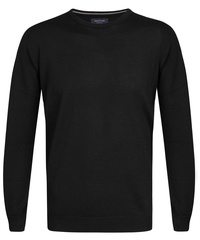 Elegancki czarny sweter prufuomo originale z delikatnej wełny merynosów z okrągłym kołnierzem s