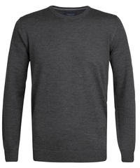 Elegancki grafitowy sweter prufuomo originale z delikatnej wełny merynosów z okrągłym kołnierzem s
