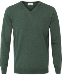 Sweter / pulower v-neck z wełny z merynosów zielony s