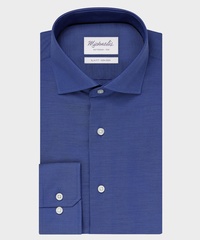 Elegancka ciemnoniebieska koszula ze splotem oxford michaelis z kołnierzem włoskim 37