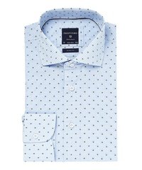 Elegancka błękitna koszula profuomo slim fit w drobną kratkę i kolorowy wzorek 37